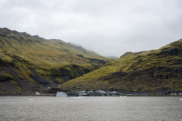 Iceland black sand beach in summer
