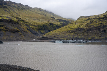 Iceland black sand beach in summer
