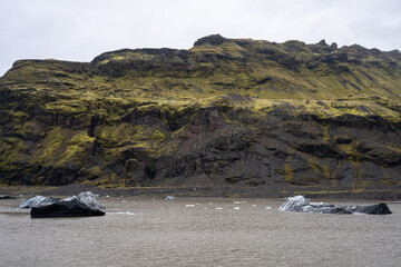 Iceland black sand beach in summer