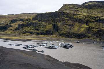 Iceland black sand beach in summer