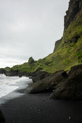 Iceland black sand beach in summer