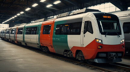 Modern train concept for vehicle transportation services.Generative.Ai
