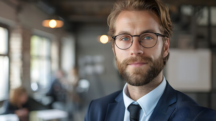 Fototapeta premium Successful mid-businessman looking at camera