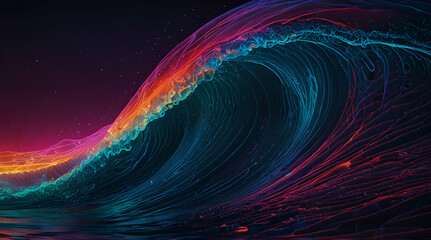 Vibrant Neon Wave Background with Color Gradients