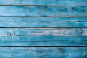 Obraz premium Light blue old shabby wooden background texture. Painted teal old rustic wooden wall. Abstract texture for furniture, office and home Interior. Empty table for food or drinks, design products