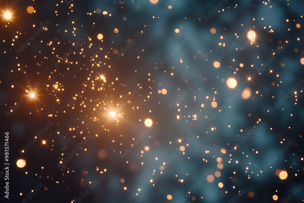 Aufkleber sparkling particle effects featuring stars and shimmering lights set against a deep dark background