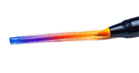 Colorful Rainbow Marker Drawing on Transparent Background