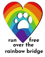 Sympathy Pet Loss Card Rainbow Heart, Vertical Poster or Banner Idea