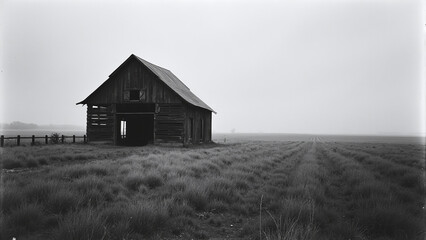 Old Wooden Barn in a Field