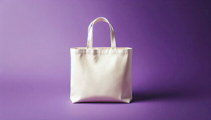 Shimmering Silver Tote Bag Mockup on Purple Background
