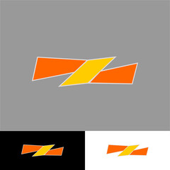 geometric title label forming a bow tie in colorful style illustration for icon or logo