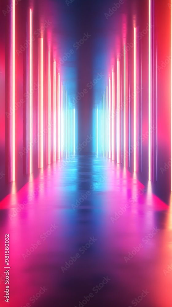 Poster neon lighting highlighting empty copy space in background image