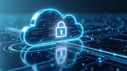 Fototapeta premium a blue cloud with a padlock on it