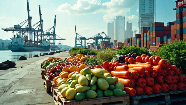 Fresh Vegetables at Commercial Port - Powered by Adobe