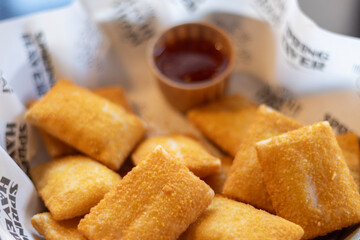 Close up of cheese soufflés