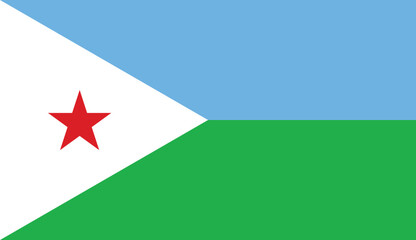 Djibouti flag official and National in standard size, color and correct proportions for National Day of Djibouti Independence Day 27th June celebrations vector illustration, isolated graphic, editable