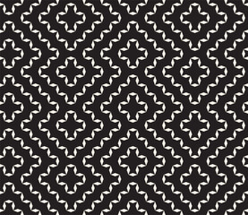 Sashiko-inspired geometric black and white seamless vector pattern. Stylish monochrome background design in Japanese style.