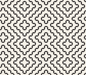 Sashiko-inspired geometric black and white seamless vector pattern. Stylish monochrome background design in Japanese style.
