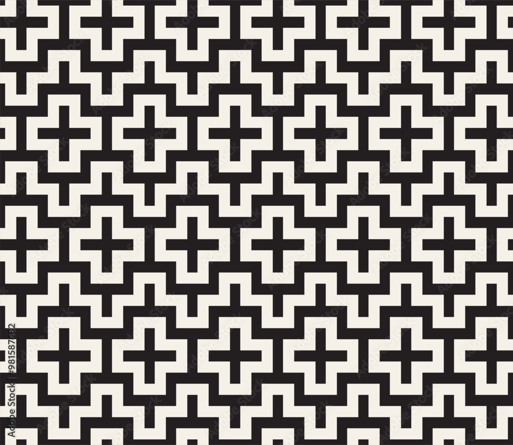 Wall mural vector seamless pattern. repeating geometric elements. stylish monochrome background design.