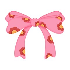 Watercolor  pink bow  clipart illustration isolated on white background. Good for home textile,fabrics,clothes.