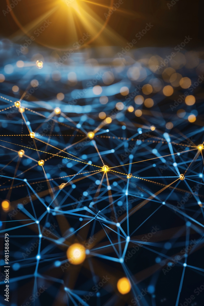 Poster a vibrant digital network showcases bright connections and glowing nodes, creating a mesmerizing abs
