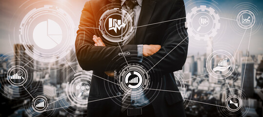 Data Analysis for Business and Finance Concept. Graphic interface showing future computer technology of profit analytic, online marketing research and information report for digital business strategy.