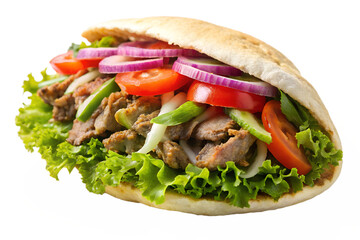kebab doner sandwich on a white