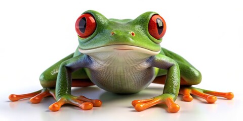 3D Render of a Curious Green Tree Frog, 3D rendering, digital art, frog, amphibian