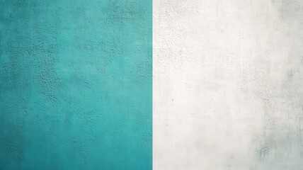 Textured abstract wall divided into turquoise and white sections, showcasing a modern minimalist aesthetic ideal for artistic backgrounds