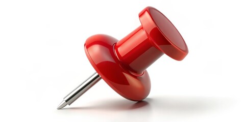 3D Rendered Red Push Pin on White Background, pin, stationery, 3d model