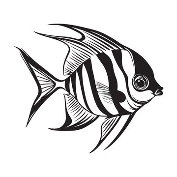 recommend clip art: A black silhouette of a Angelfish vector clip art, Clipart Hand drawn cartoon graphic design icon