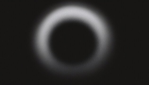 abstract grainy gradient, blurred glowing ring, noise texture on black background 