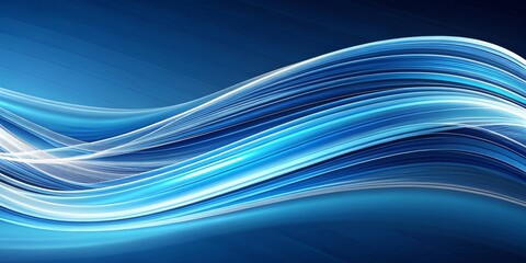 Fototapeta premium Abstract Blue Wave with Glowing Lines, digital art, graphic design, blue, wave