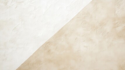 Simple textured wall art with a diagonal split in soft beige and white colors, displaying minimalistic design elements