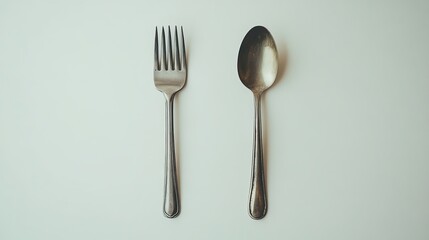 A picture of a spoon and fork, separated from everything else, against a plain white background.