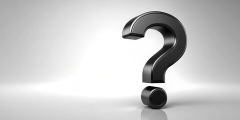 Naklejka premium Black Question Mark on White Background, 3D Rendering, Graphic Design, Question, Enigma, Mystery