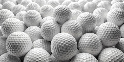 Close-up of a Pile of Golf Balls, 3D Rendered, White, Sport, Golf, Texture, Ball