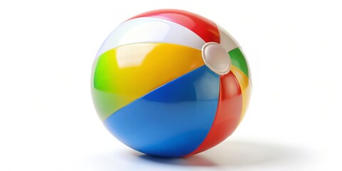 Naklejka premium Colorful Beach Ball on White Background, isolated, summer, beach, vacation