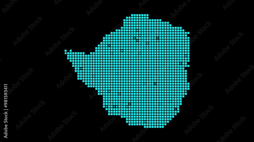 Poster zimbabwe digital map. map of zimbabwe in a dotted style. the shape of the country is filled with rec