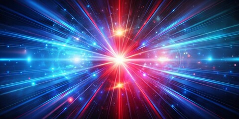 Cosmic Convergence Red and Blue Light Streaks in Space, abstract, cosmic, lights, space, universe, galaxy