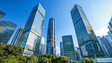 Obraz premium Office towers and commercial buildings in the Tianhe District of Guangzhou, China.