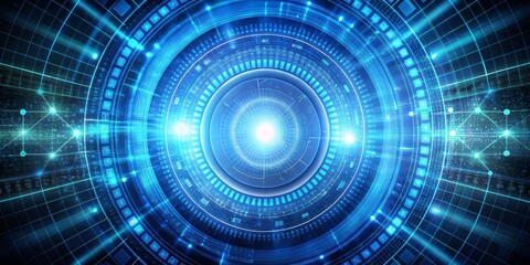 Fototapeta premium Digital Blue Circle Interface, Technology, Abstract, Futuristic