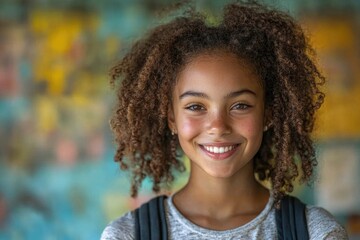 Cheerful Young Student Excited and Ready for a New School Day with Bright Smiles and Enthusiasm