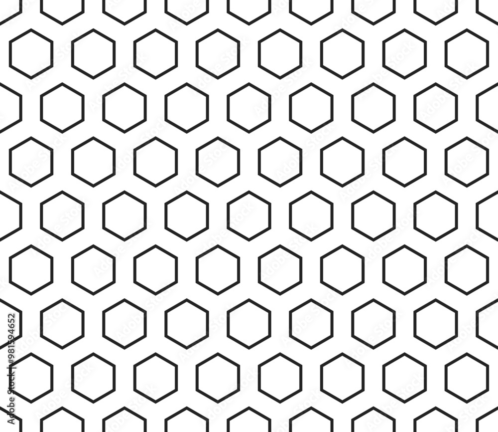 Poster pattern of hexagon shapes. hexagon bold mosaic cell with padding. hexagonal cells. seamless tileable
