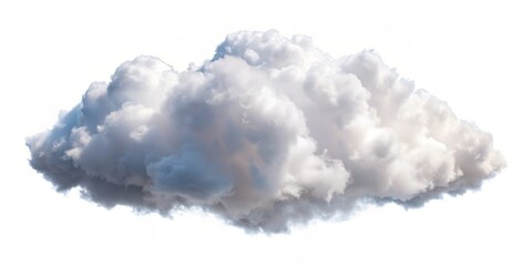 Fluffy White Cloud Isolated on White Background, cloudscape, weather, nature