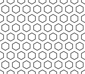 Fototapeta premium Pattern of hexagon shapes. Hexagon bold mosaic cell with padding. Hexagonal cells. Seamless tileable vector illustration.