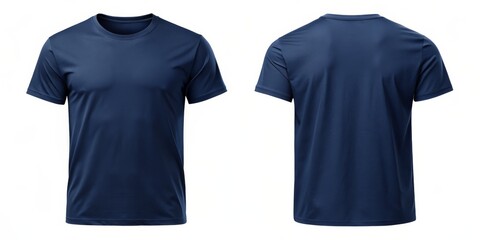 Front and Back View of a Navy Blue T-Shirt Mockup, t-shirt design, mockup template, blank shirt