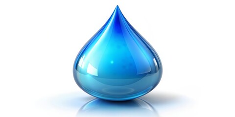 Fototapeta premium Glossy Blue Water Drop 3D Render, 3D Render, Water Drop, Blue