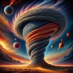 Tornado of yarn in the desert