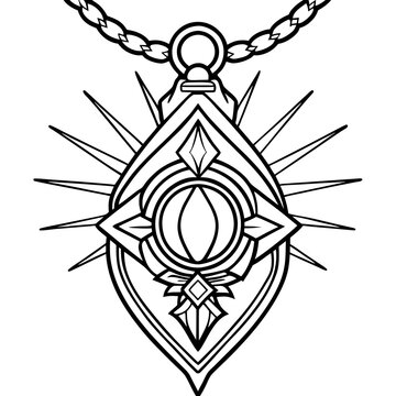black and white pendant necklace design clip art preview